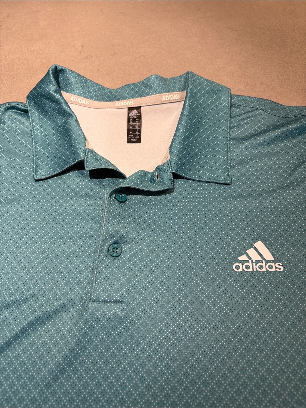 adidas Men's Teal Micro-Pattern Golf Polo
